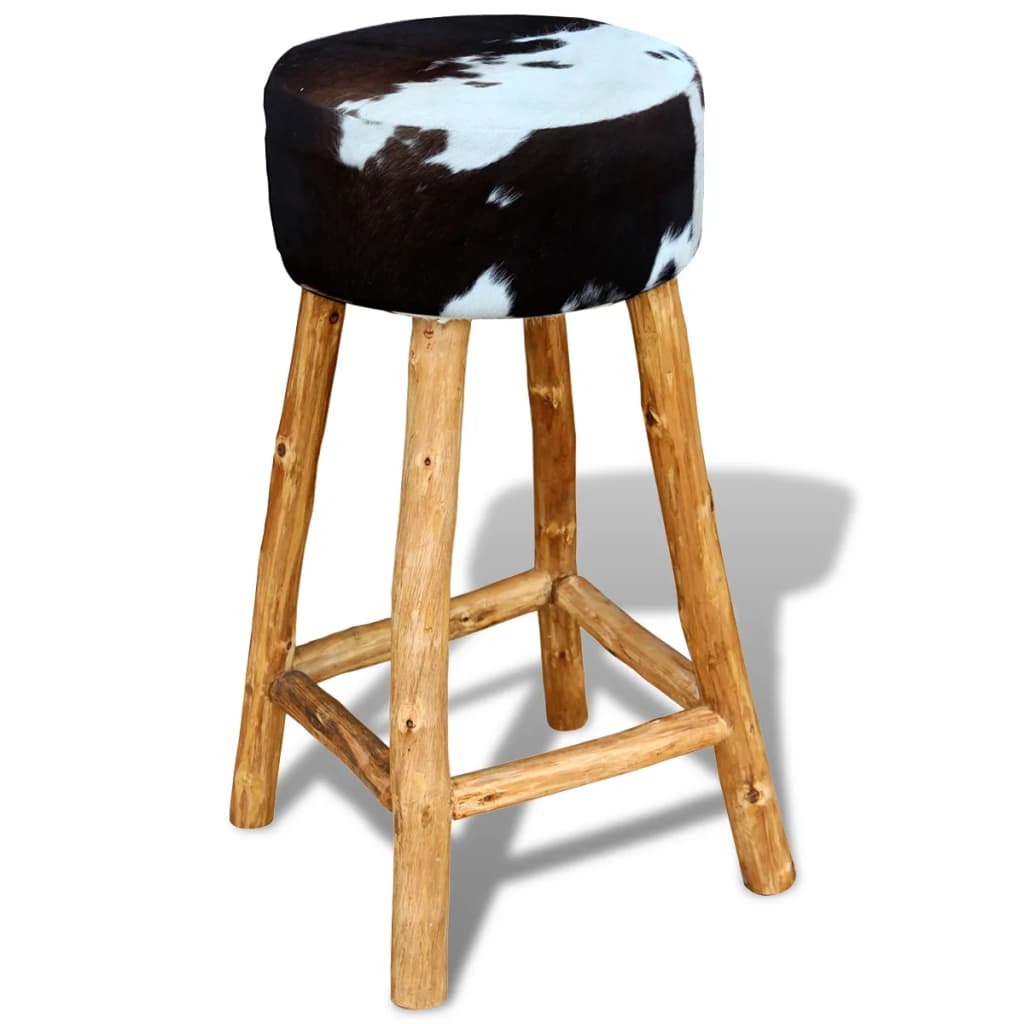 vidaXL bāra krēsls, brūna dabīgā govs āda