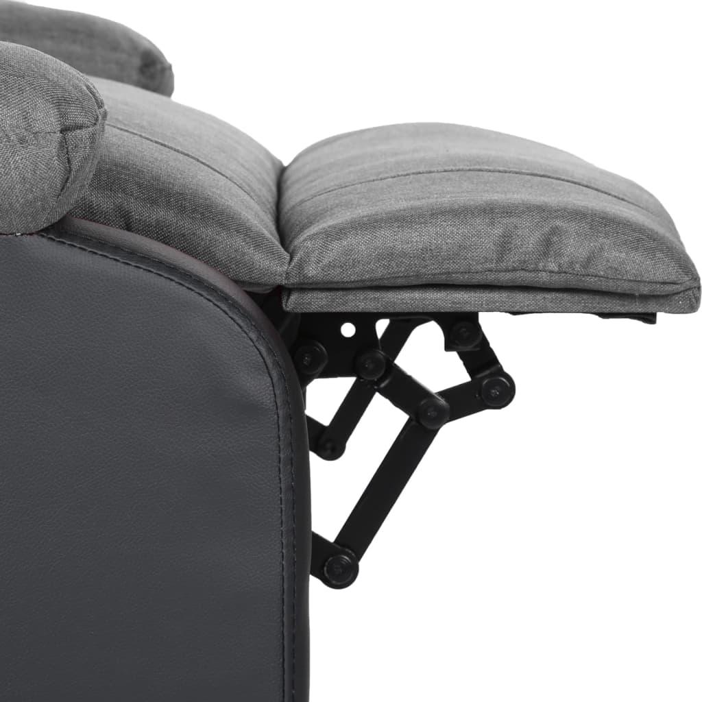 vidaXL elektrisks masāžas krēsls, gaiši pelēka mākslīgā āda un audums