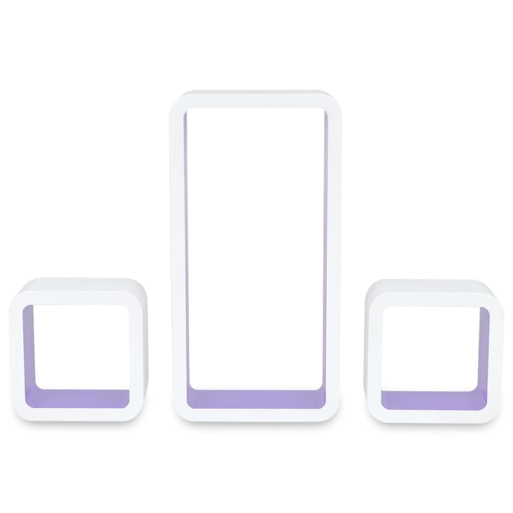 vidaXL kuba formas sienas plaukti, 6 gab., balti ar violetu