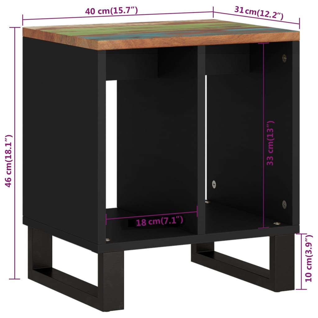 vidaXL galdiņš, 40x31x46 cm, pārstrādāts masīvkoks, inženierijas koks