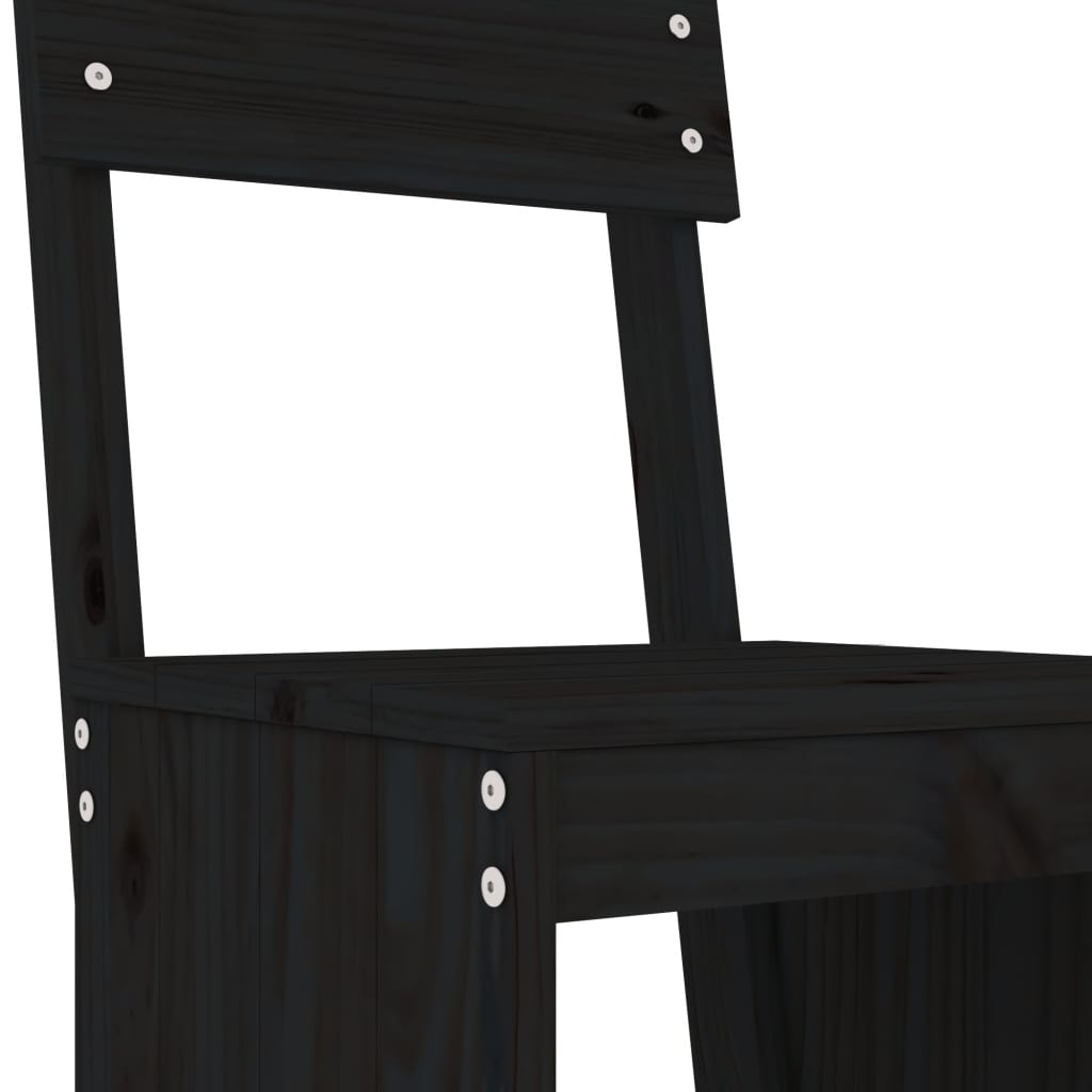 vidaXL 9-daļīgs dārza bāra mēbeļu komplekts, priedes masīvkoks, melns