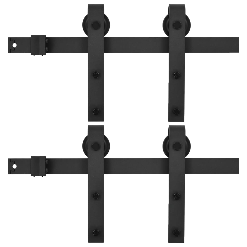vidaXL bīdāmo durvju sistēmas, 2 gab., 183 cm, melns tērauds