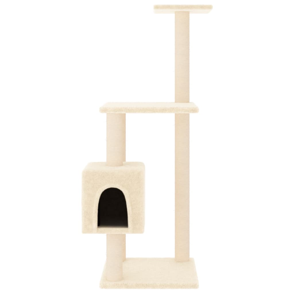 vidaXL kaķu māja ar sizala stabiem nagu asināšanai, 104 cm, krēmkrāsas