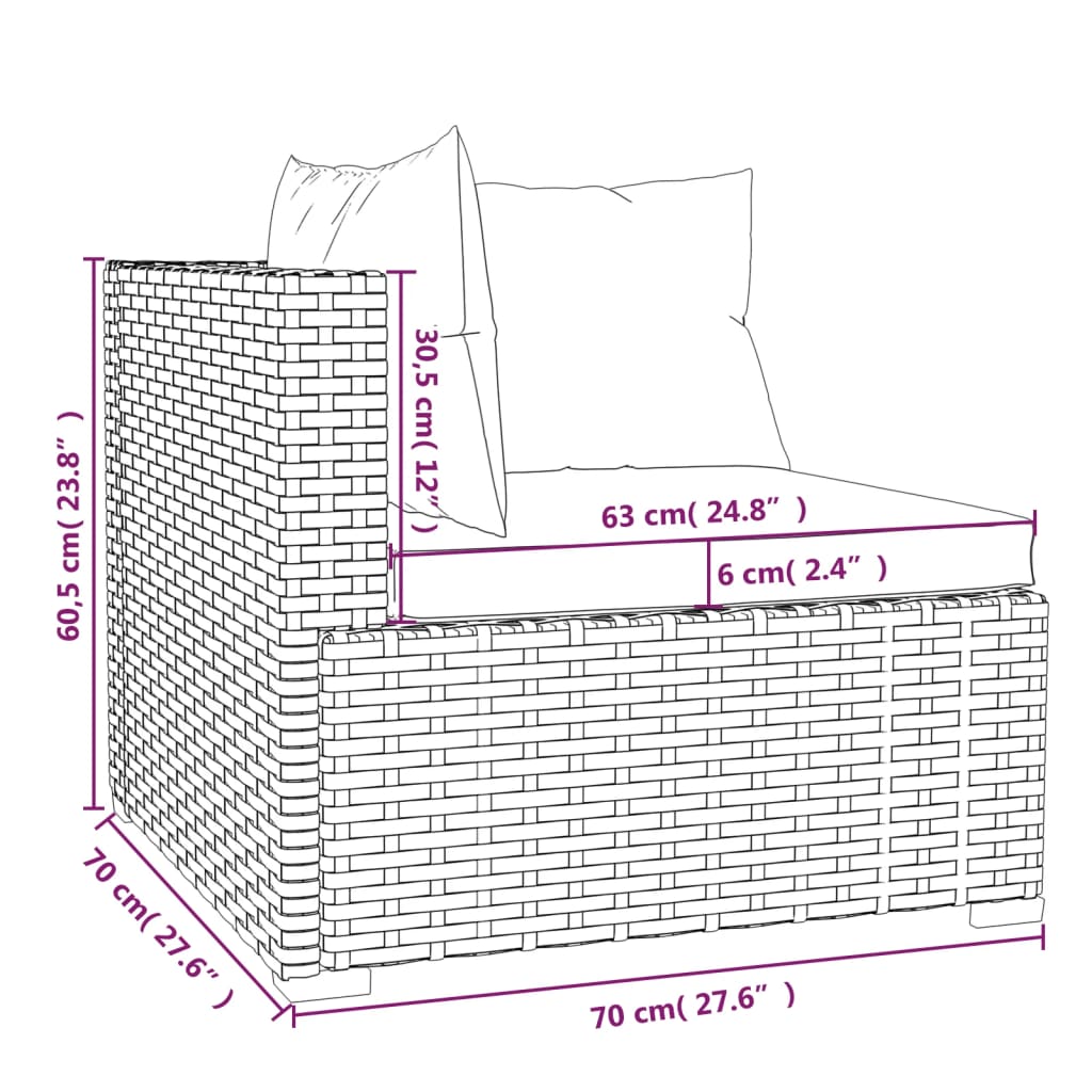 vidaXL 13-daļīgs dārza mēbeļu komplekts, matrači, brūna PE rotangpalma