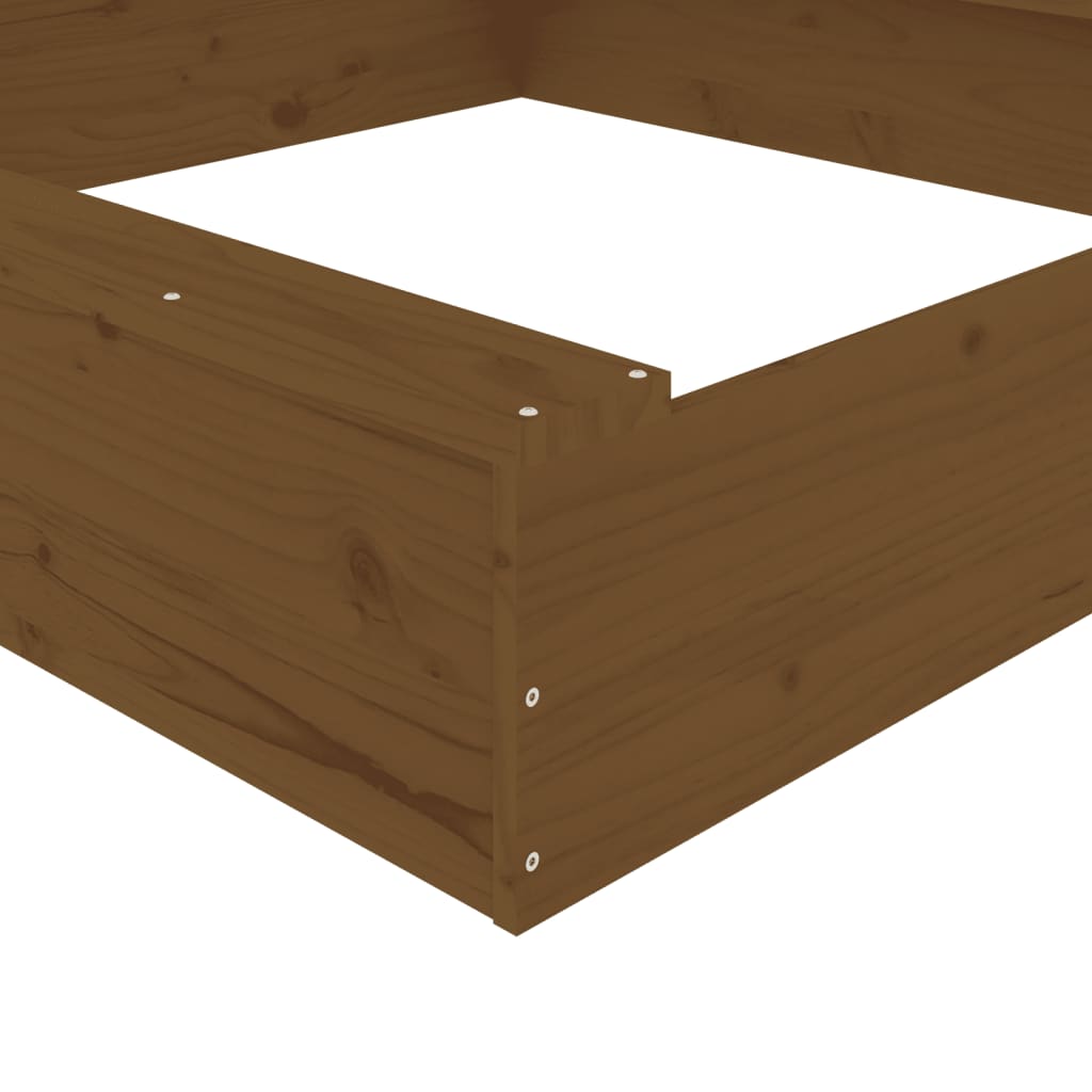 vidaXL smilšu kaste ar sēdekļiem, brūna, kvadrāta forma, priedes koks