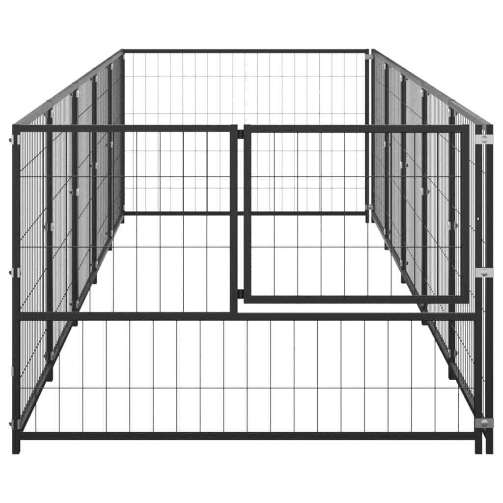 vidaXL suņu voljērs, melns, 5 m², tērauds