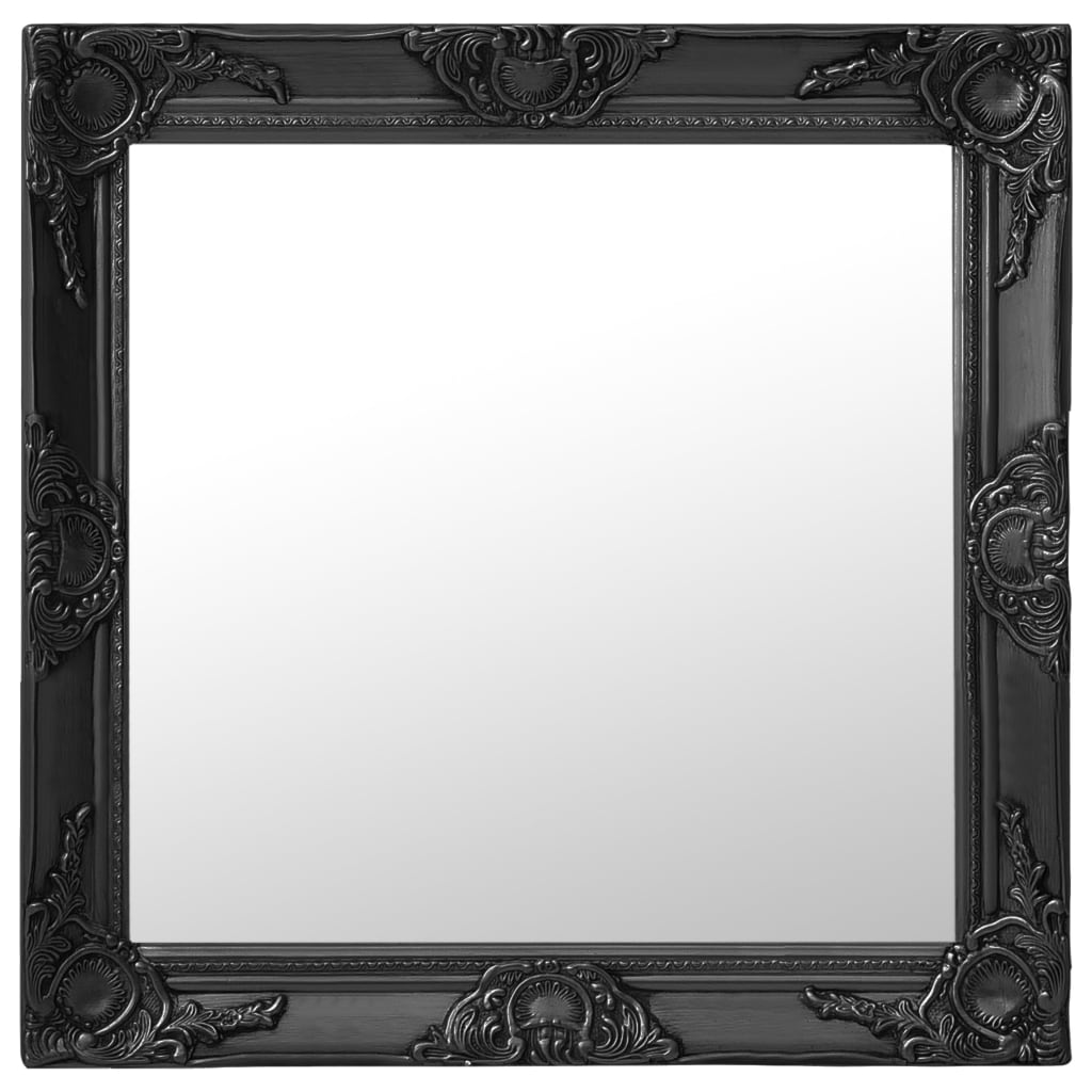 vidaXL baroka stila sienas spogulis, 60x60 cm, melns