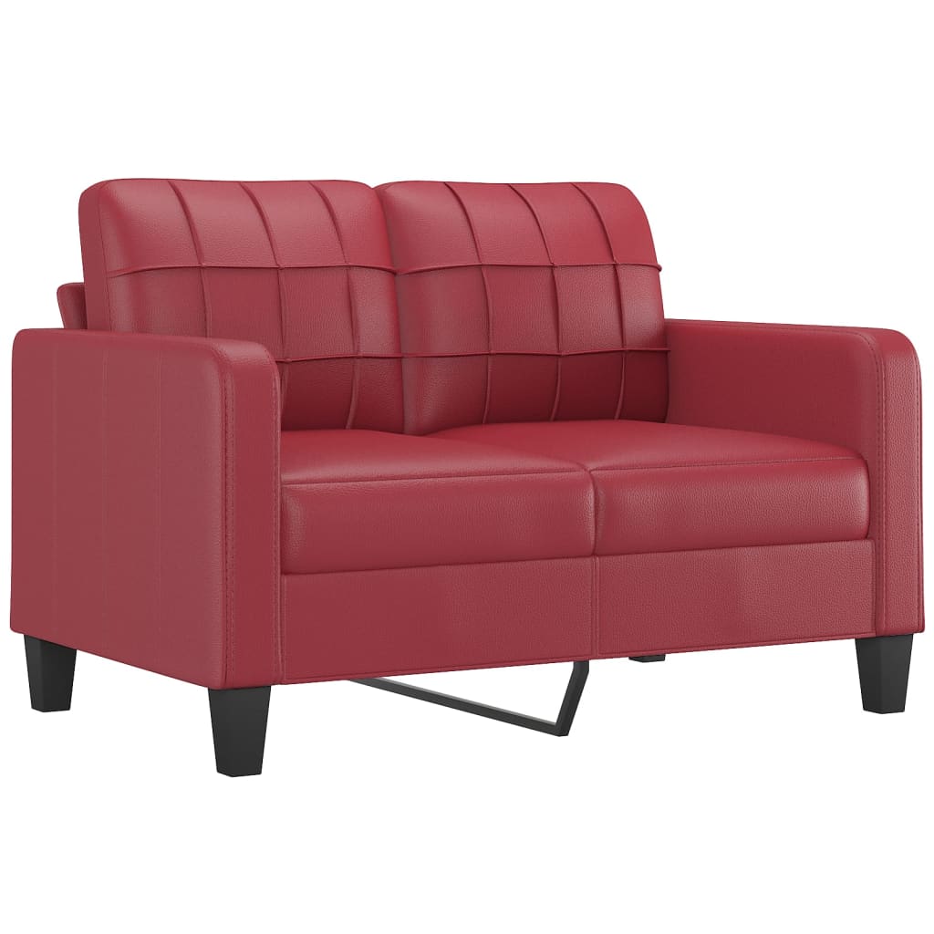 vidaXL divdaļīgs dīvānu komplekts ar spilveniem, sarkana mākslīgā āda