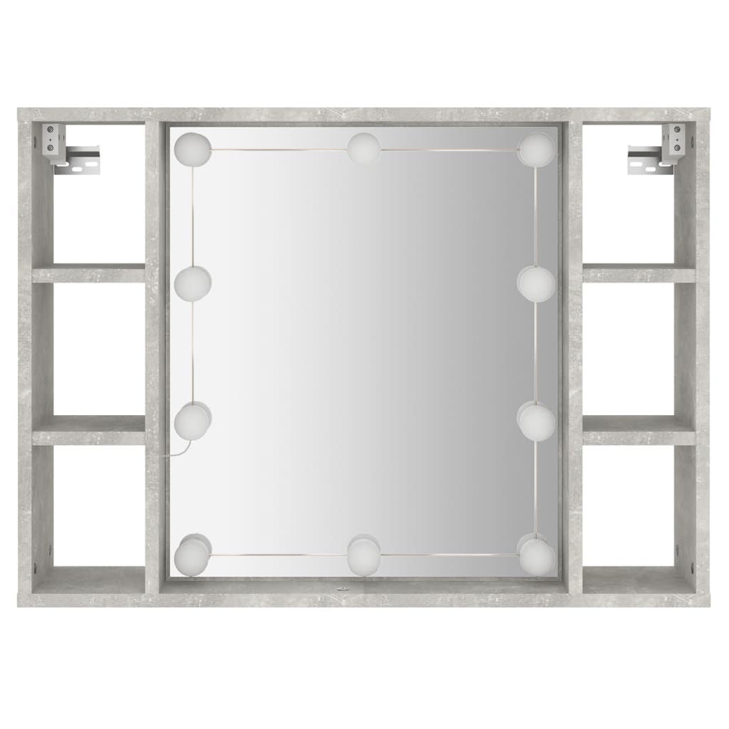 vidaXL spoguļskapītis ar LED, betona pelēks, 76x15x55 cm