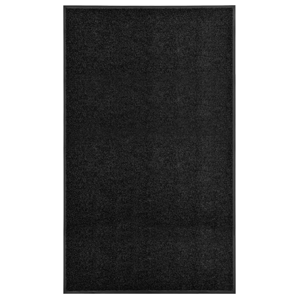 vidaXL durvju paklājs, mazgājams, melns, 90x150 cm