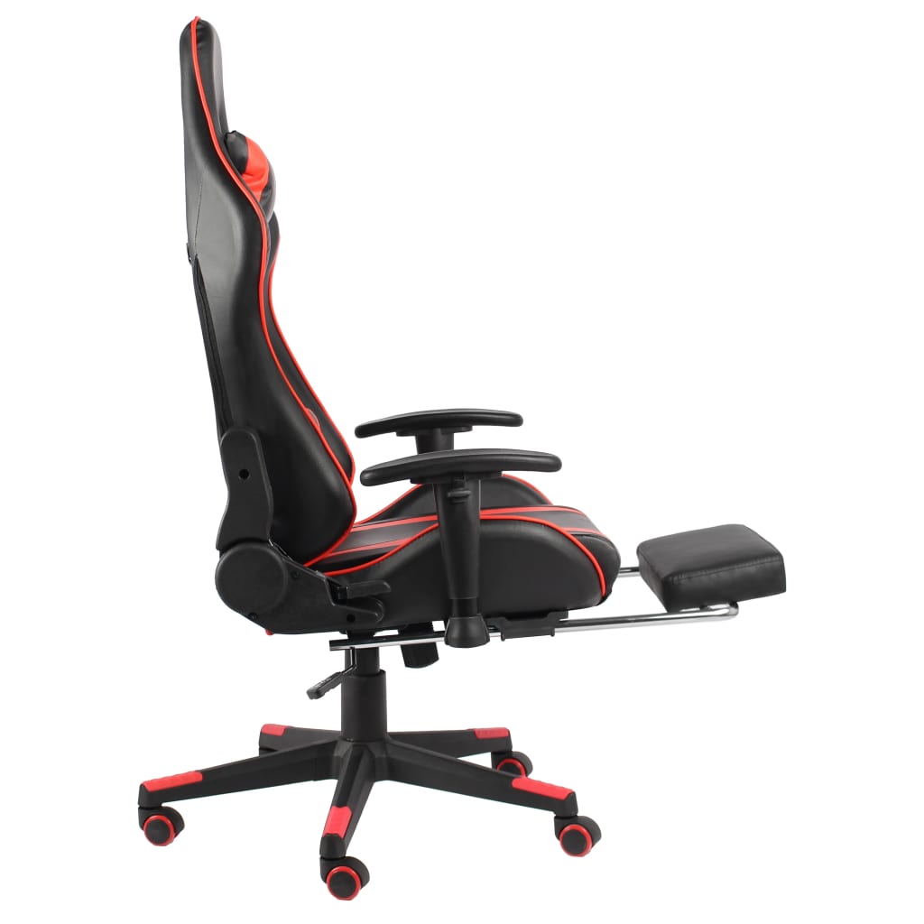 vidaXL datorspēļu krēsls ar kāju balstu, grozāms, sarkans, PVC