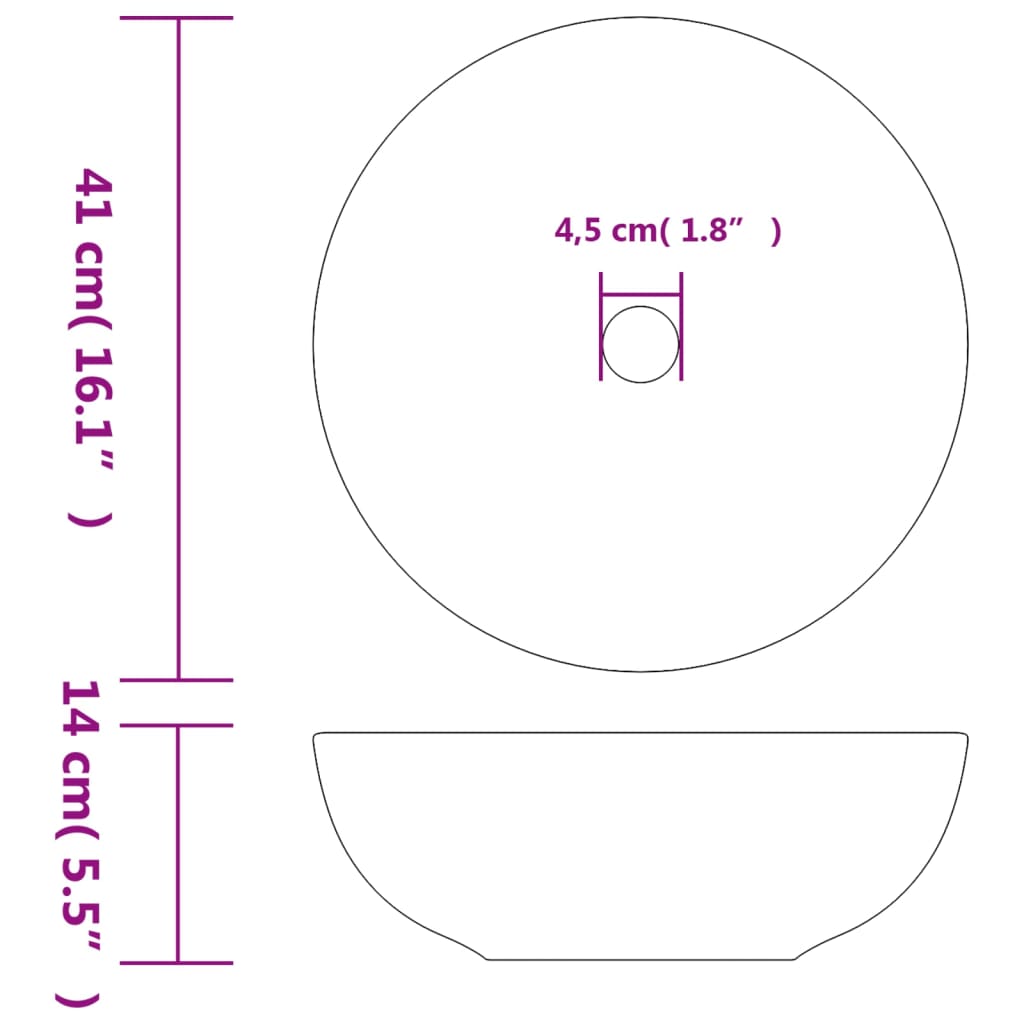 vidaXL izlietne, liekama uz virsmas, pelēka, apaļa, Φ41x14 cm