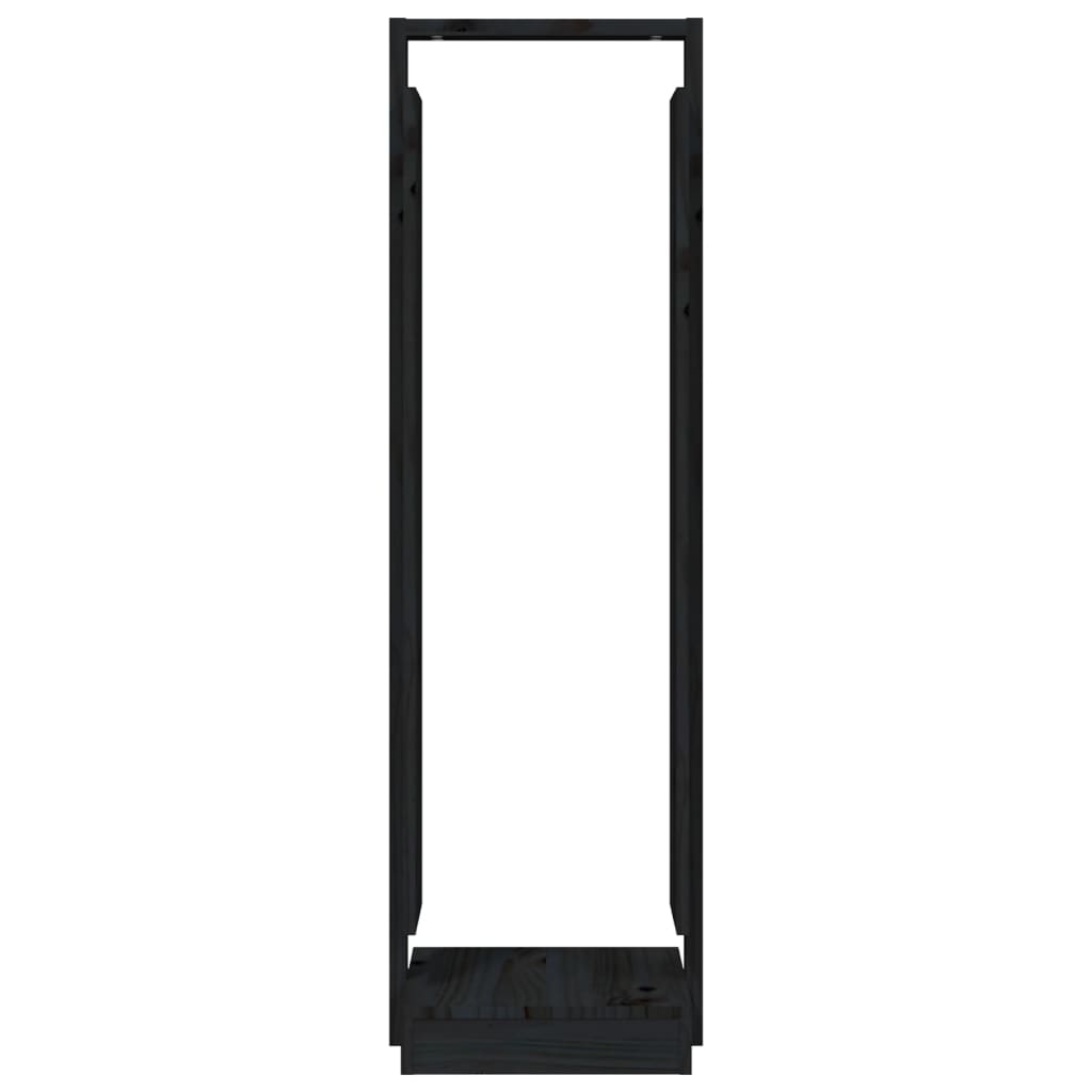 vidaXL malkas statīvs, melns, 33,5x30x110 cm, priedes masīvkoks