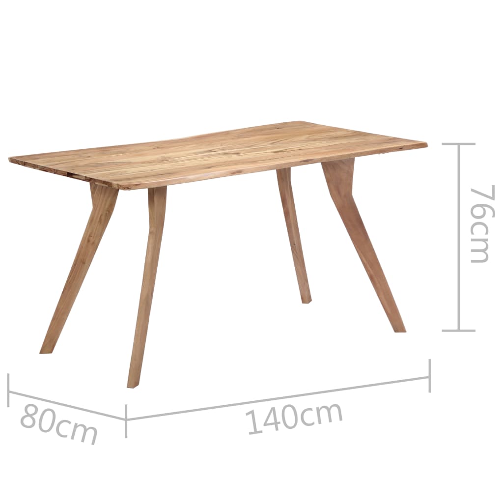 vidaXL virtuves galds, 140x80x76 cm, akācijas masīvkoks