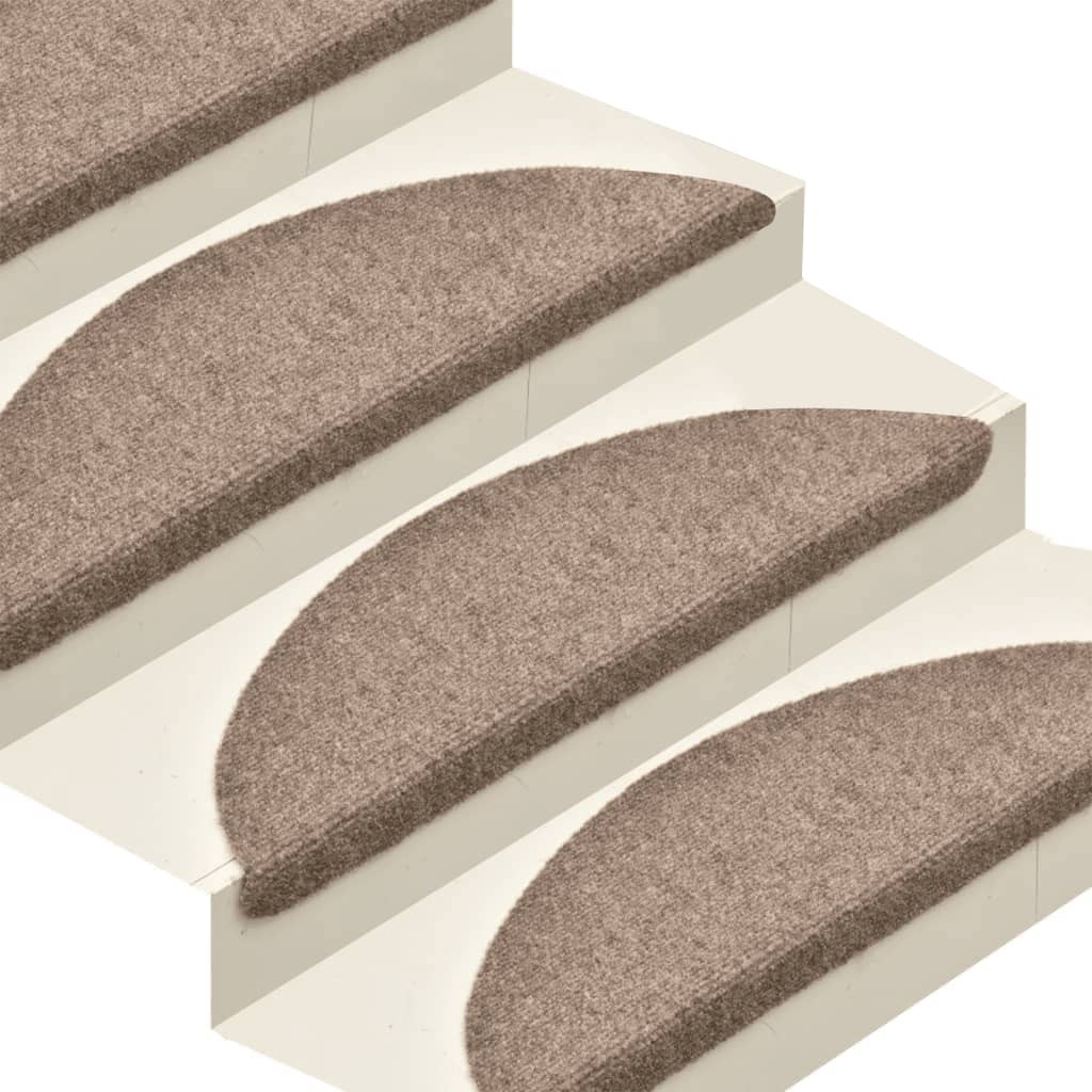 vidaXL kāpņu paklāji, 5 gab., pašlīmējoši, 65x21x4 cm, krēmkrāsas