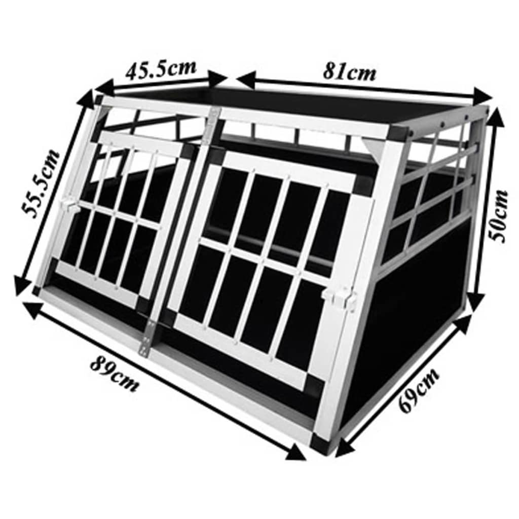 vidaXL būris suņu transportēšanai ar divām durvīm, S izmērs, alumīnijs