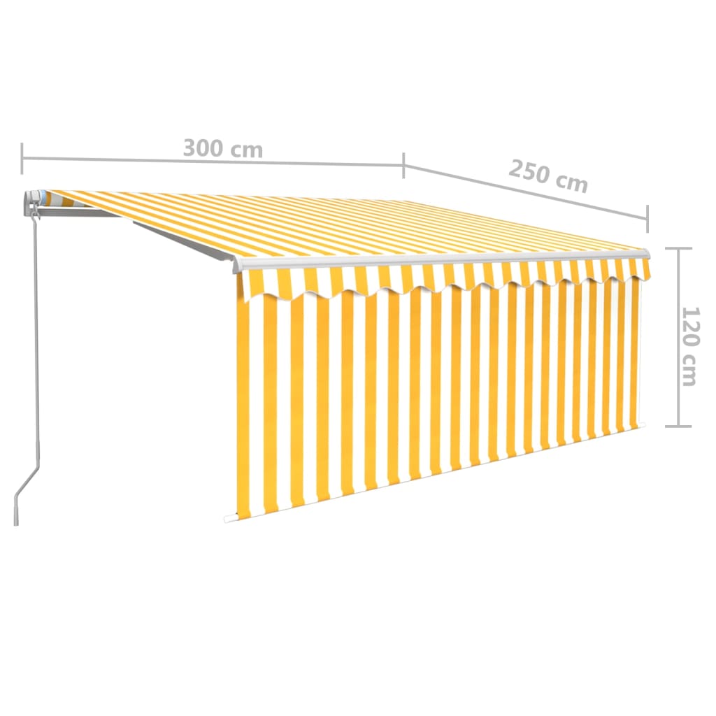 vidaXL izvelkama markīze ar žalūziju, 3x2,5 m, manuāla, dzelteni balta