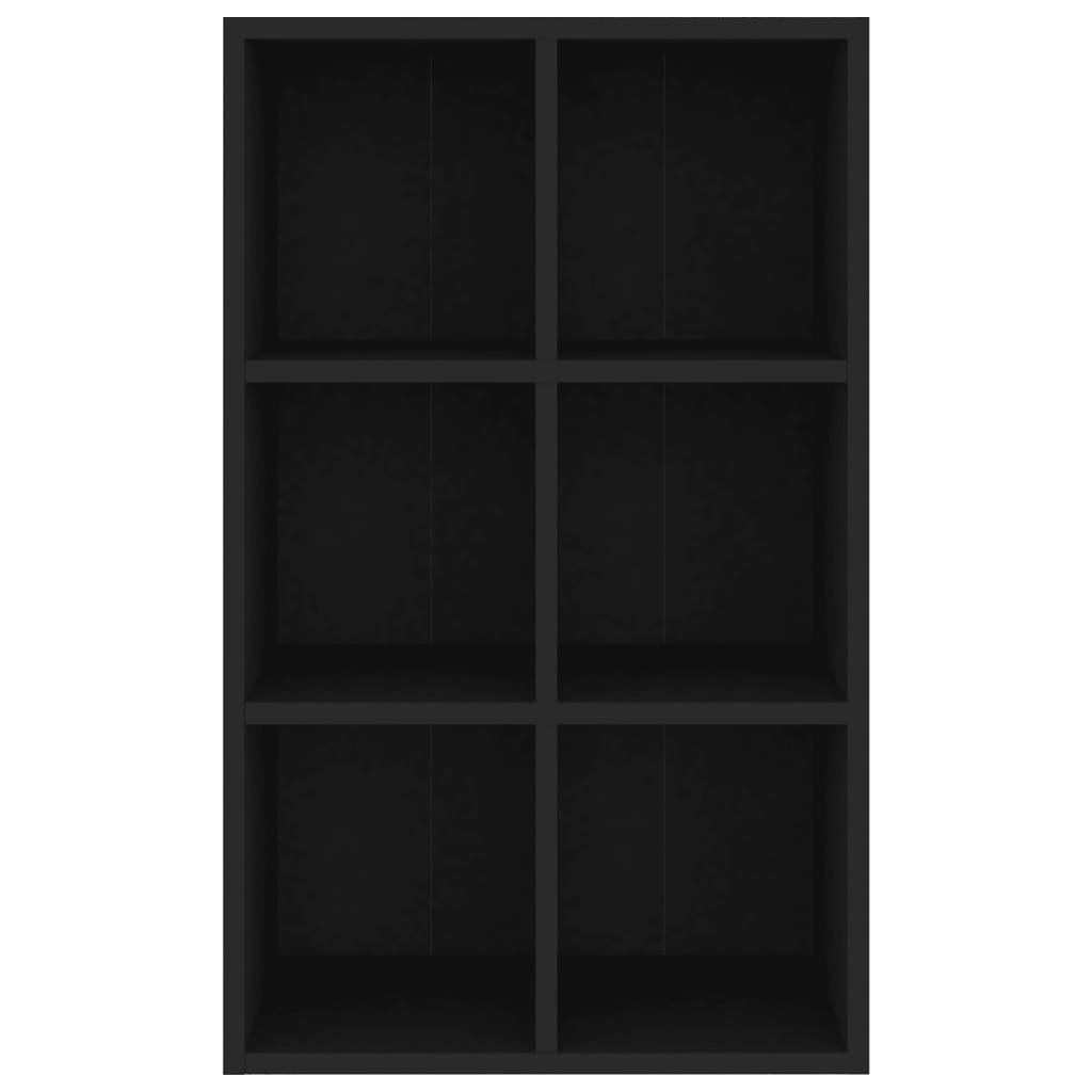 vidaXL grāmatu plaukts, melns, 66x30x98 cm, skaidu plāksne