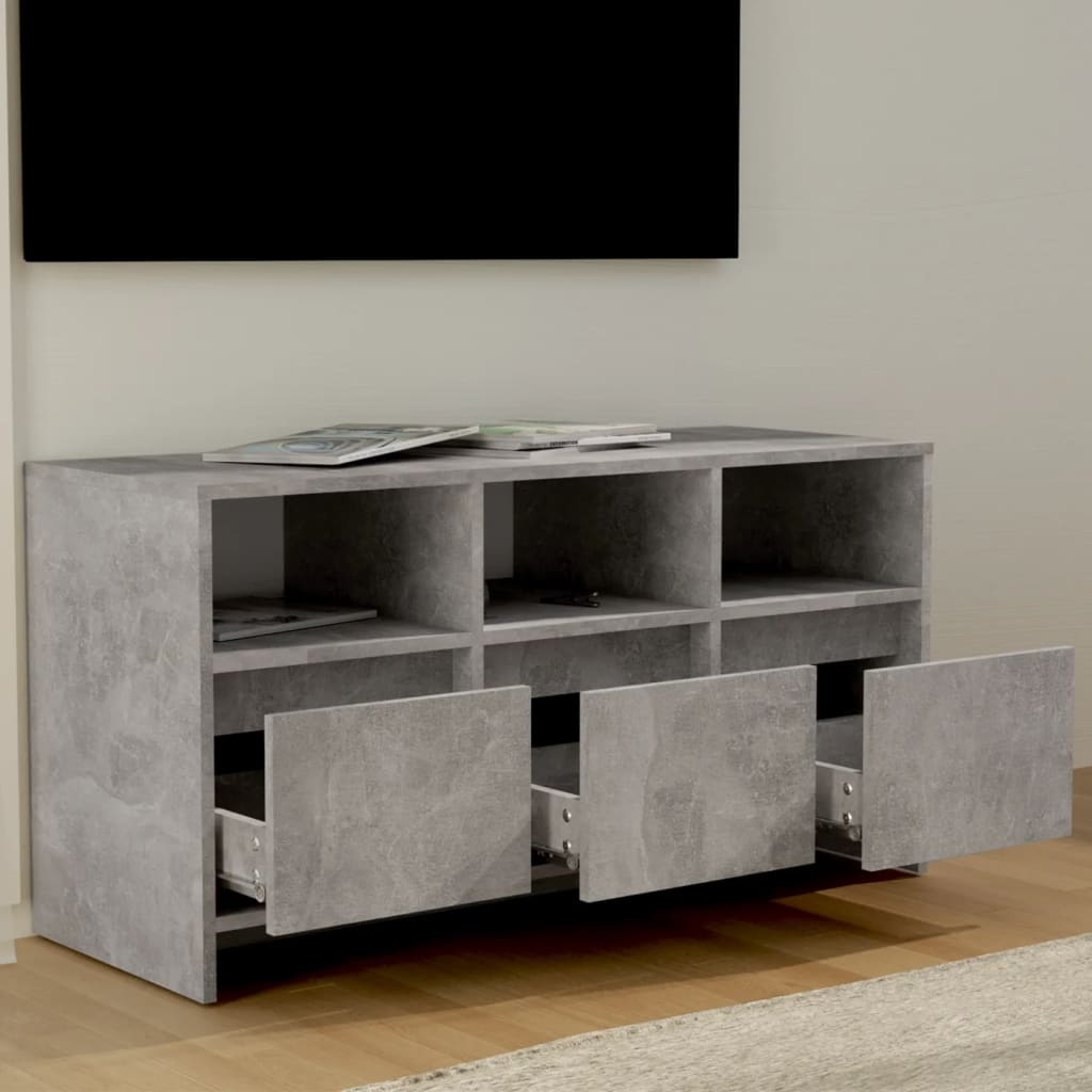 vidaXL TV skapītis, betonpelēks, 102x37,5x52,5 cm, skaidu plāksne