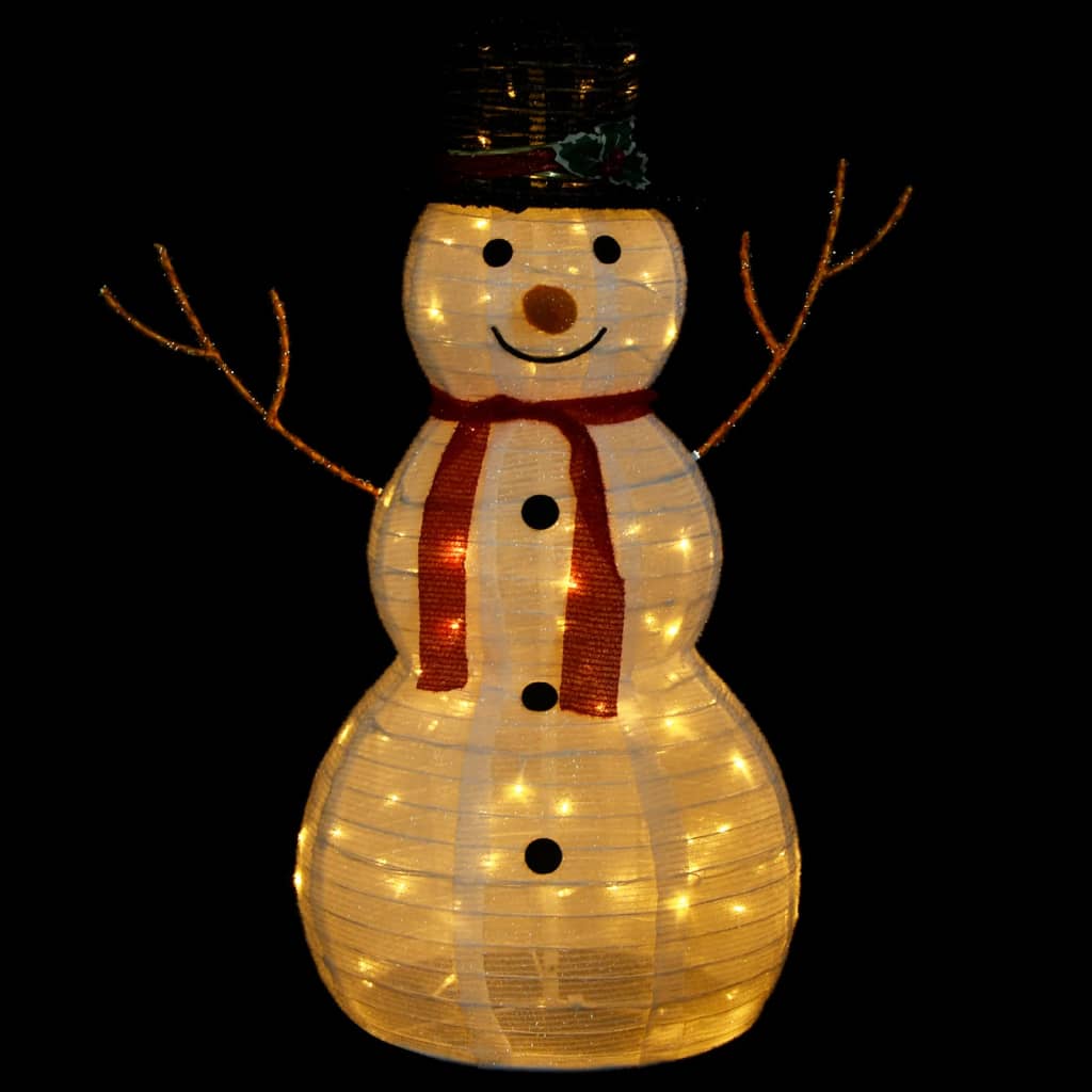 vidaXL dekoratīva Ziemassvētku sniegavīra figūra ar LED, audums, 90 cm