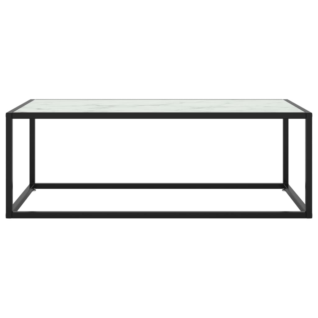 vidaXL kafijas galdiņš, 100x50x35 cm, melnbalta marmora raksta stikls