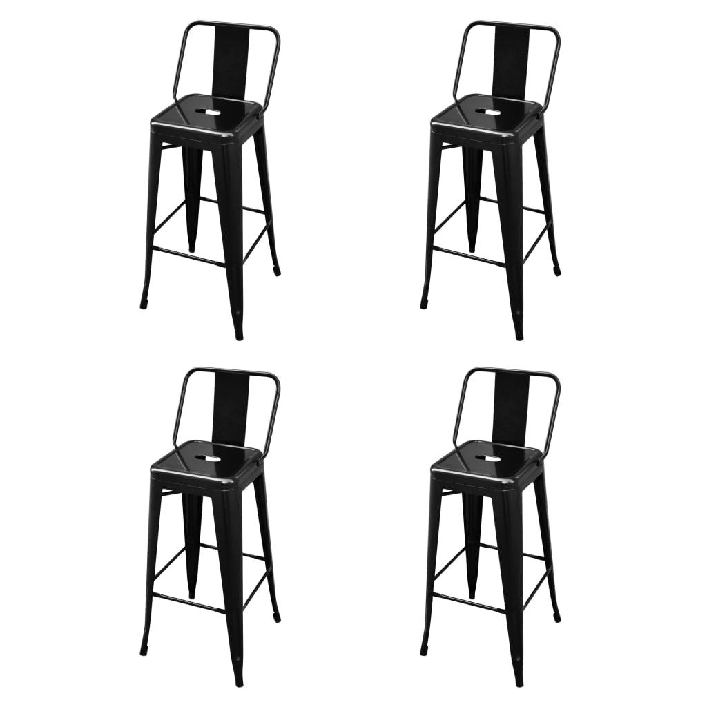 vidaXL bāra krēsli, 4 gab., melns tērauds