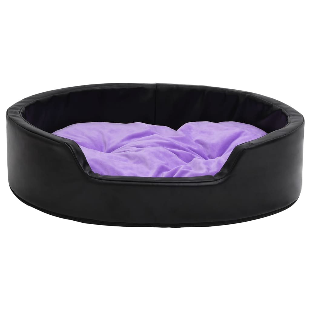 vidaXL suņu gulta, melna ar violetu, 99x89x21 cm, plīšs, mākslīgā āda