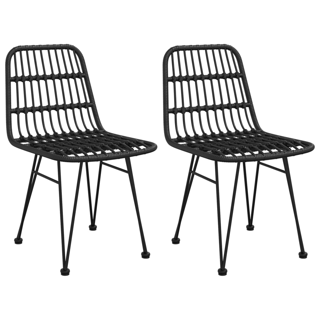 vidaXL dārza krēsli, 2 gab., melni, 48x62x84 cm, PE rotangpalma
