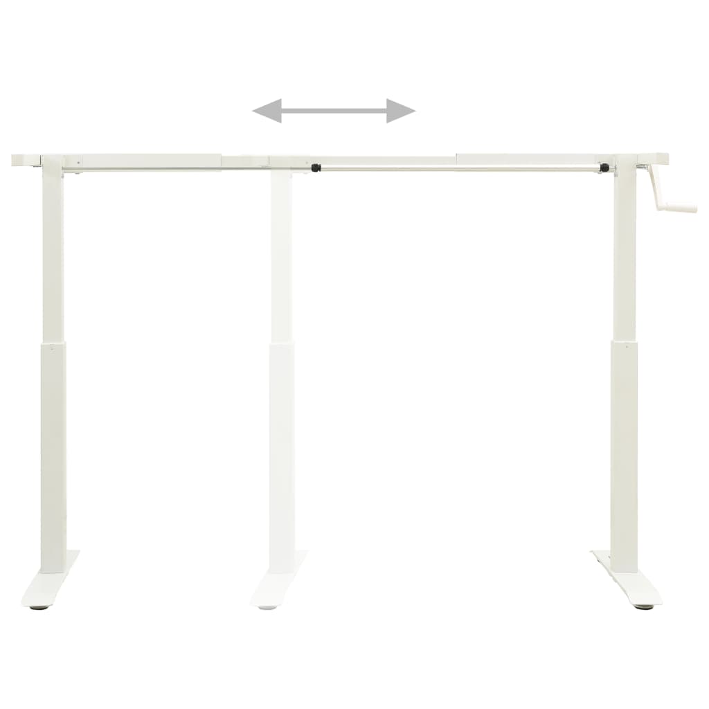 vidaXL galda rāmis, manuāli regulējams augstums, ar rokas kloķi, balts