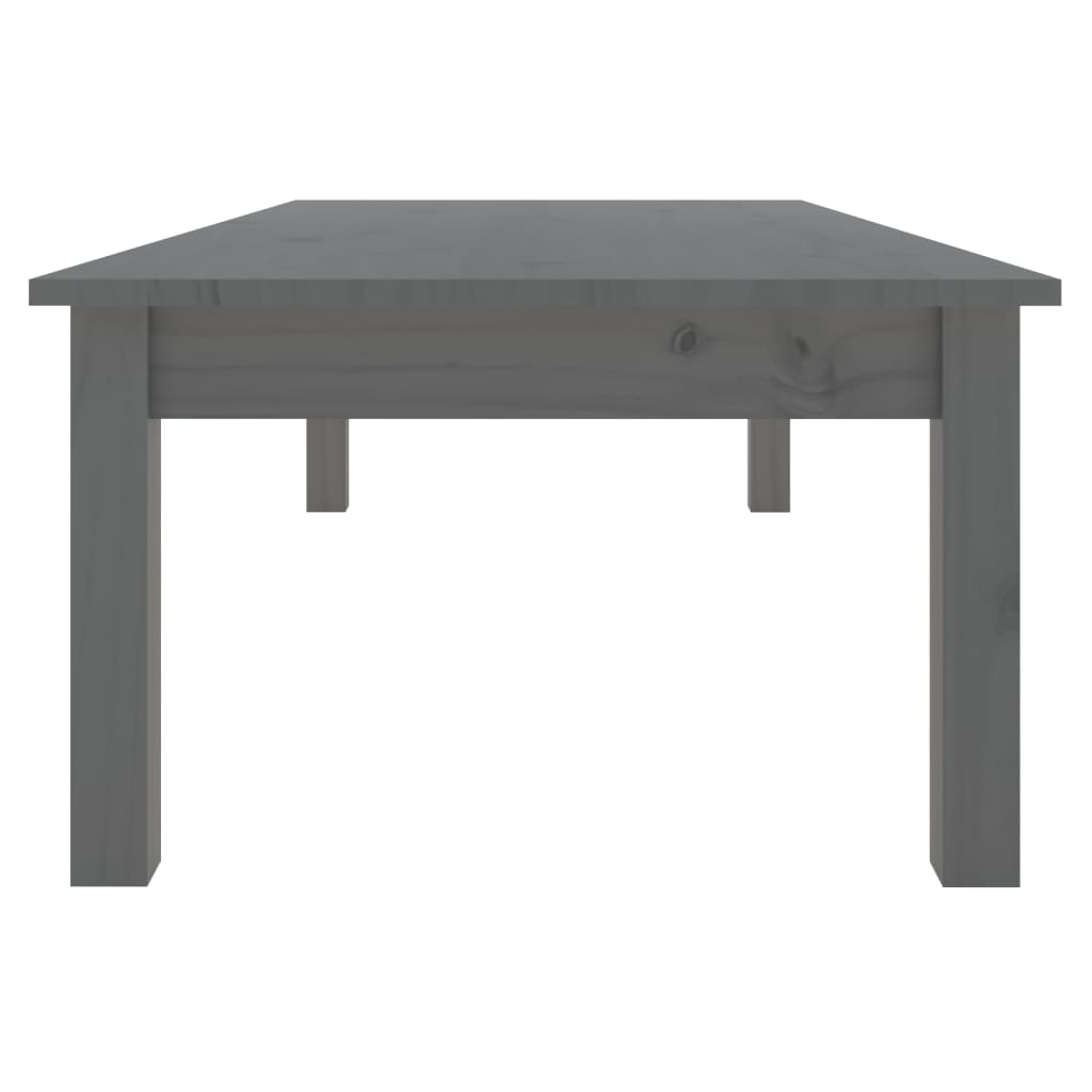 vidaXL kafijas galdiņš, pelēks, 110x50x30 cm, priedes masīvkoks