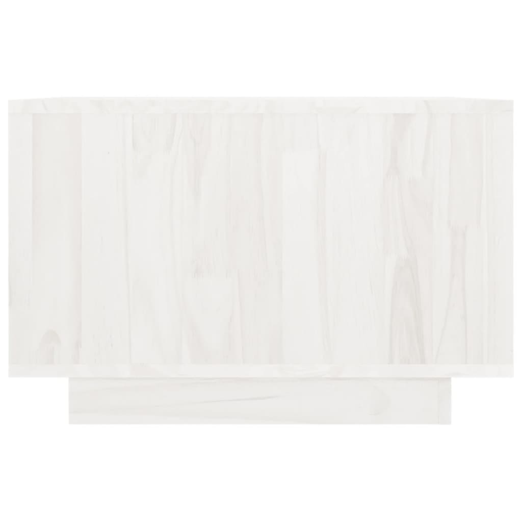 vidaXL kafijas galdiņš, balts, 50x50x33,5 cm, priedes masīvkoks