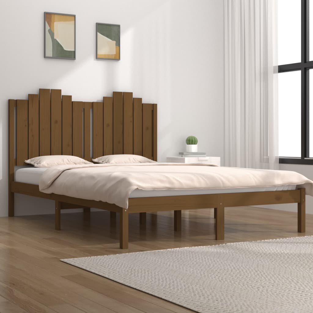 vidaXL gultas rāmis, brūns, priedes masīvkoks, 120x190 cm, divvietīgs