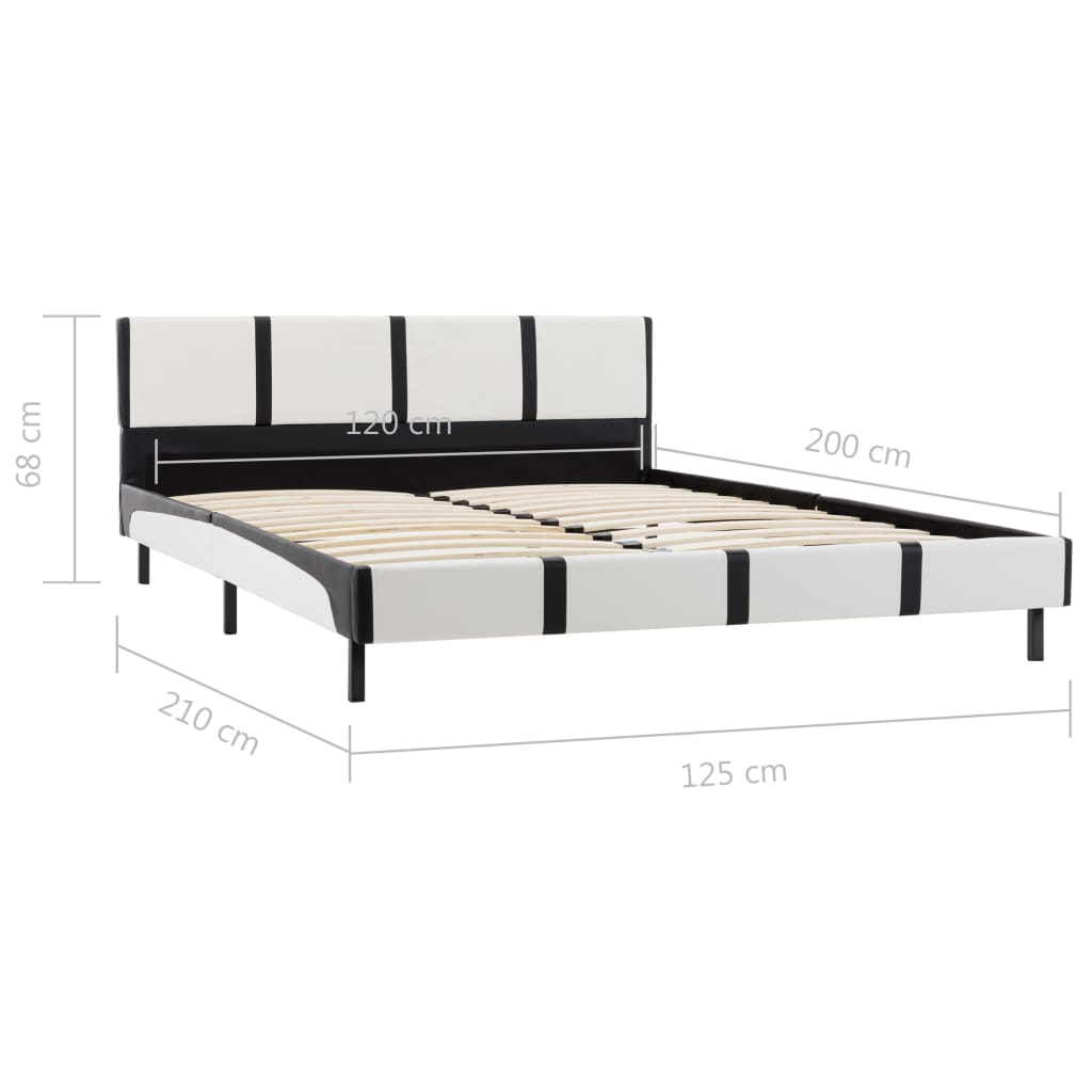 vidaXL gultas rāmis, 120x190 cm, balta un melna mākslīgā āda