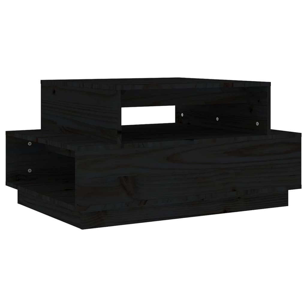 vidaXL kafijas galdiņš, melns, 80x55x40,5 cm, priedes masīvkoks