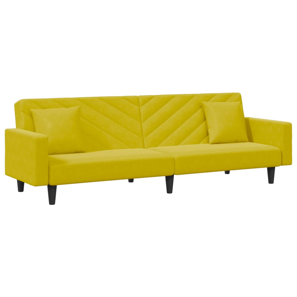 vidaXL divdaļīgs dīvānu komplekts ar spilveniem, dzeltens samts