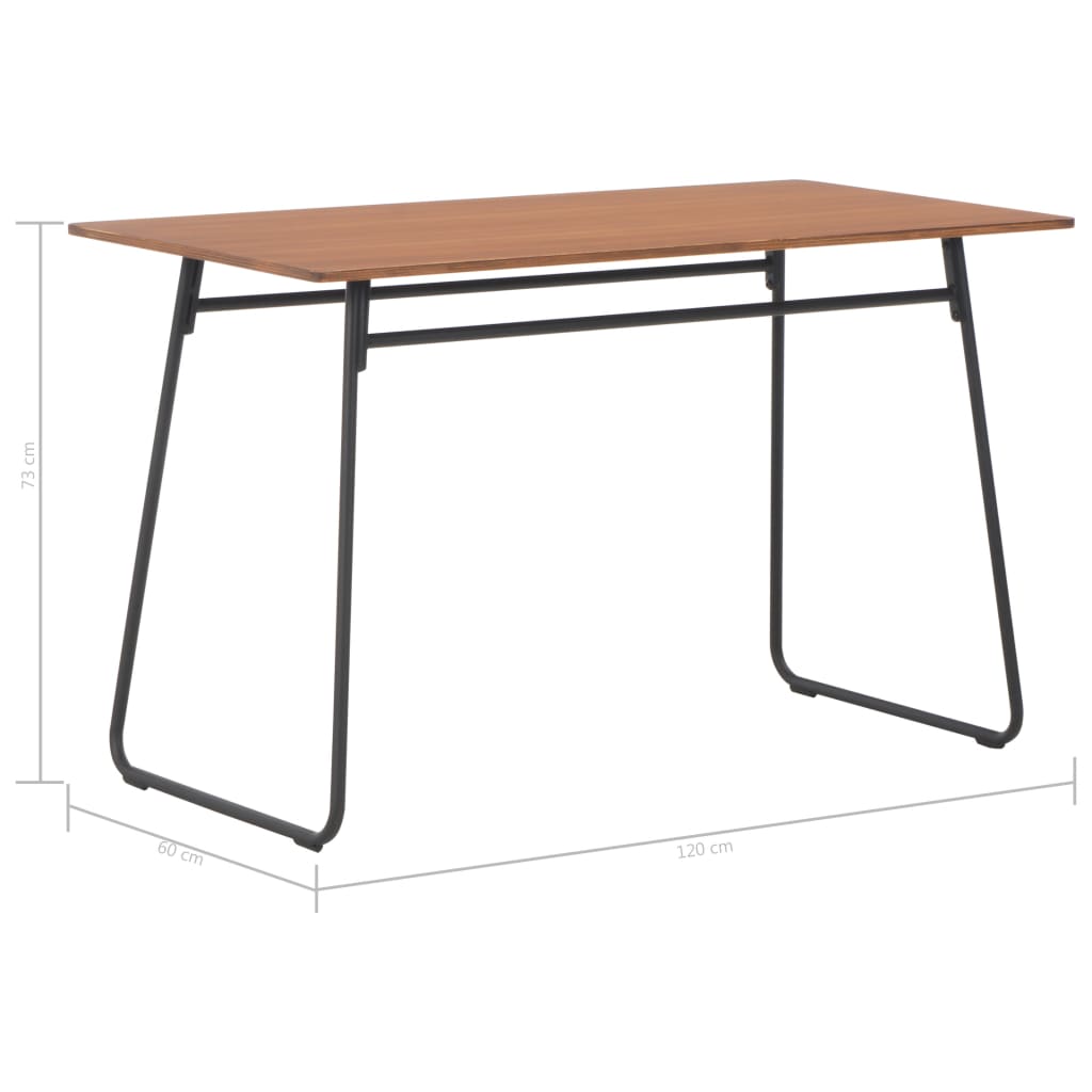 vidaXL virtuves galds, brūns, 120x60x73 cm, saplāksnis un tērauds