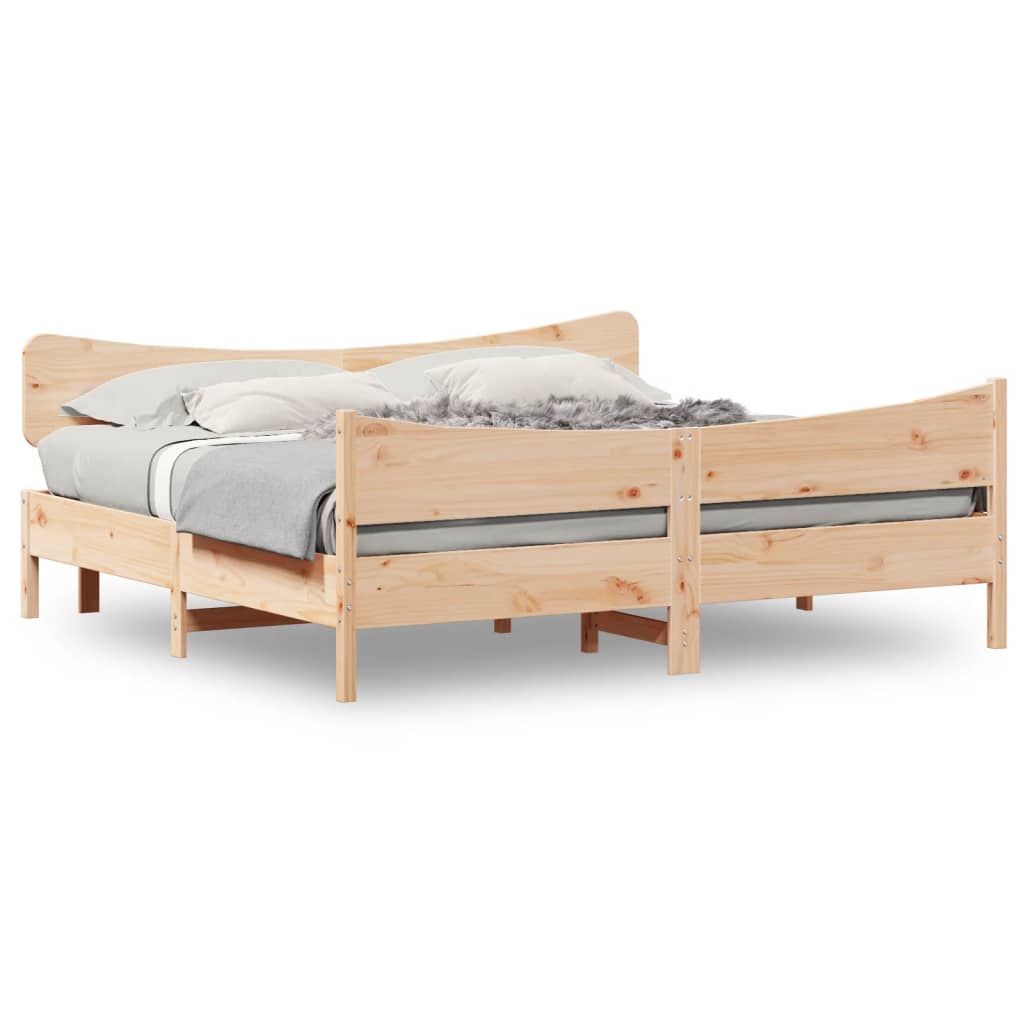 vidaXL gultas rāmis ar galvgali, 180x200 cm, priedes masīvkoks