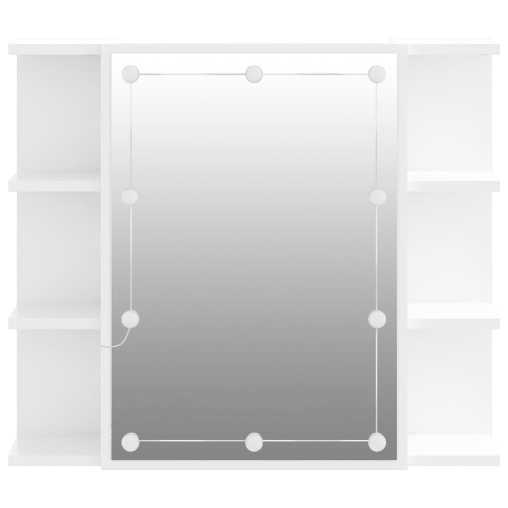 vidaXL spoguļskapītis ar LED, balts, 70x16,5x60 cm