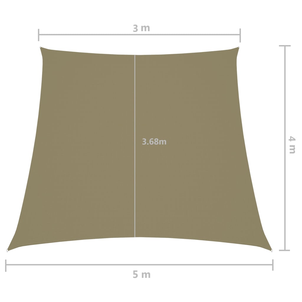 vidaXL saulessargs, 3/5x4 m, trapeces forma, bēšs oksforda audums