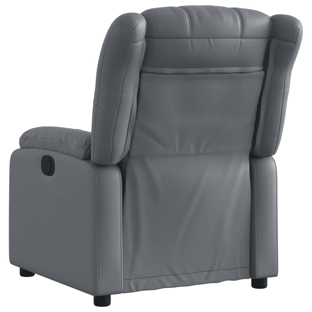 vidaXL elektrisks atpūtas krēsls, atgāžams, pelēka mākslīgā āda