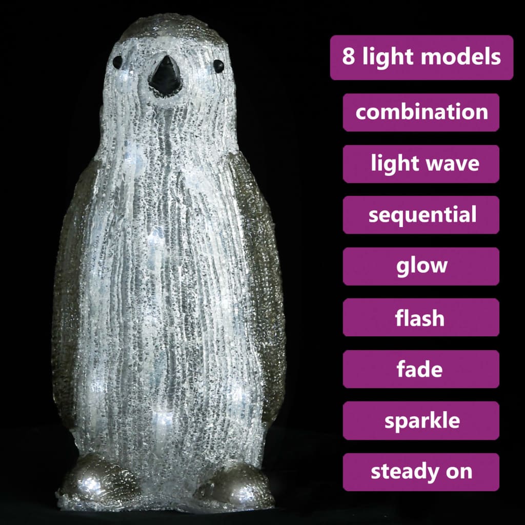vidaXL LED Ziemassvētku pingvīna figūra, akrils, 30 cm