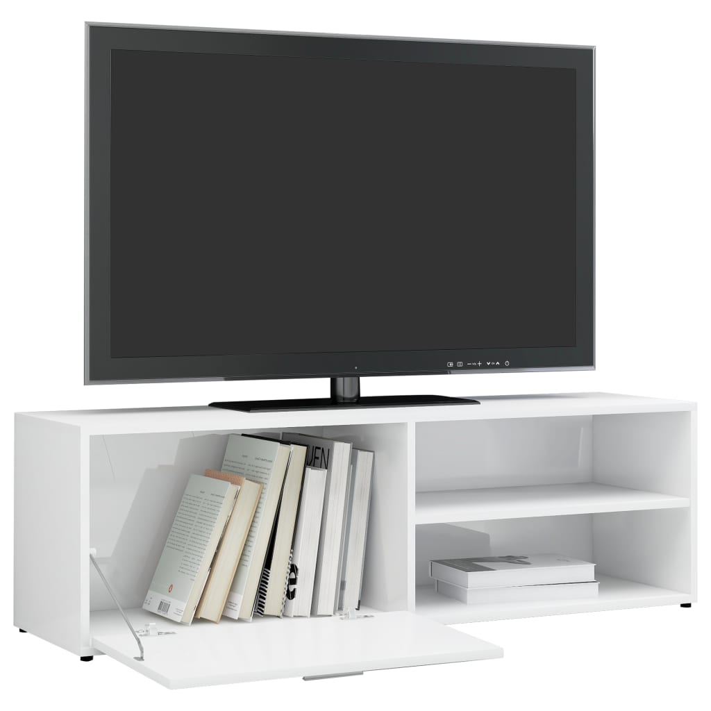 vidaXL TV skapītis, spīdīgi balts, 120x34x37 cm, skaidu plāksne