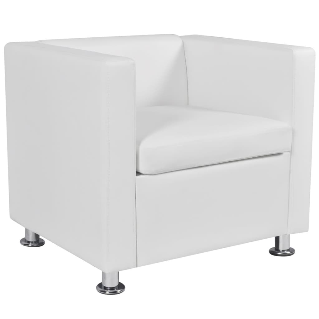 vidaXL dīvānu komplekts, balta mākslīgā āda