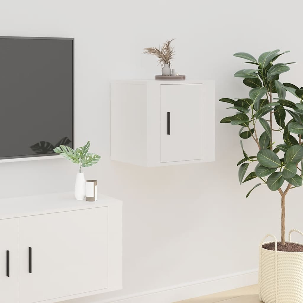 vidaXL sienas TV skapīši, 2 gab., spīdīgi balti, 40x34,5x40 cm