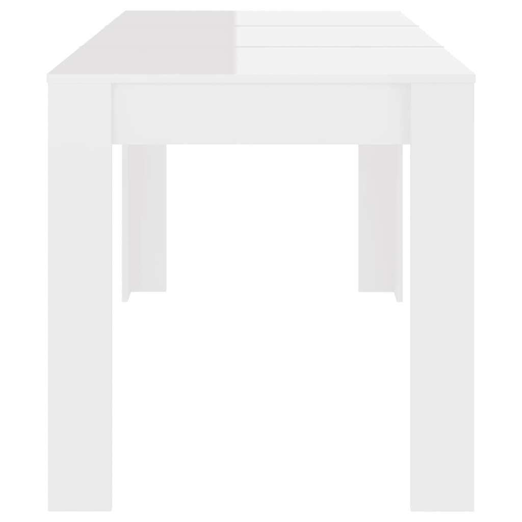 vidaXL virtuves galds, spīdīgi balts, 140x74,5x76 cm, skaidu plāksne