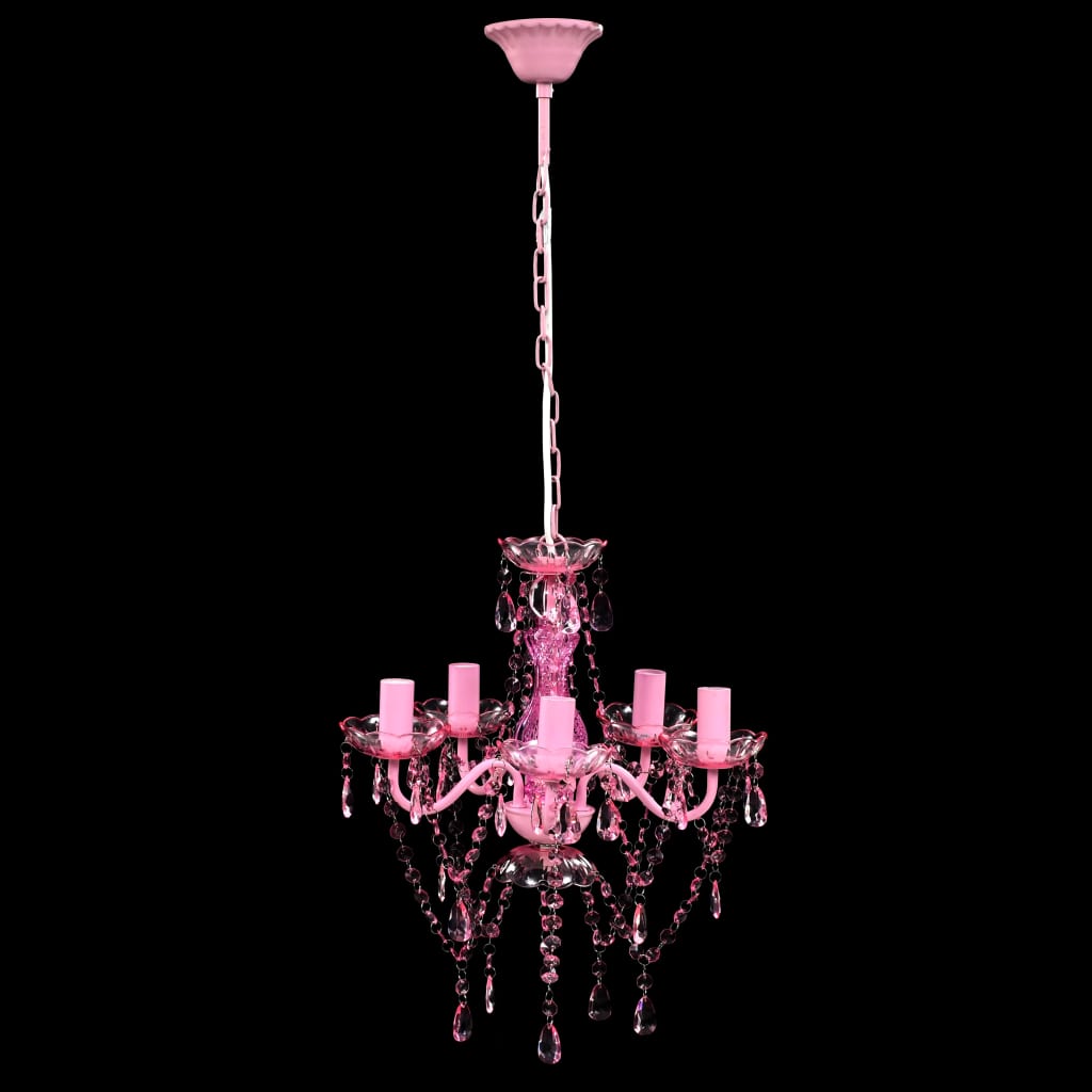 Rozā kristālu lampa ar 5 spuldžu vietām