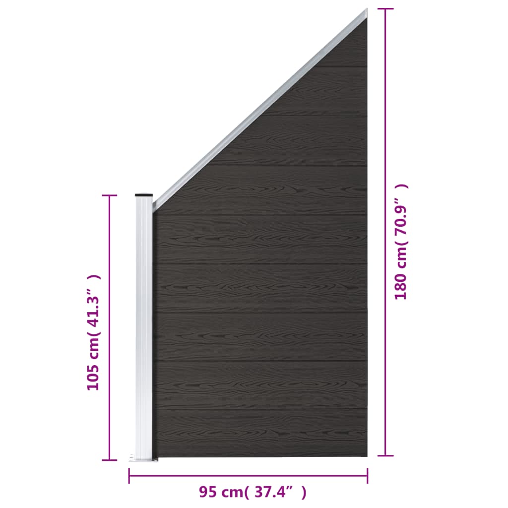 vidaXL žoga panelis, 95x(105-180) cm, melns WPC