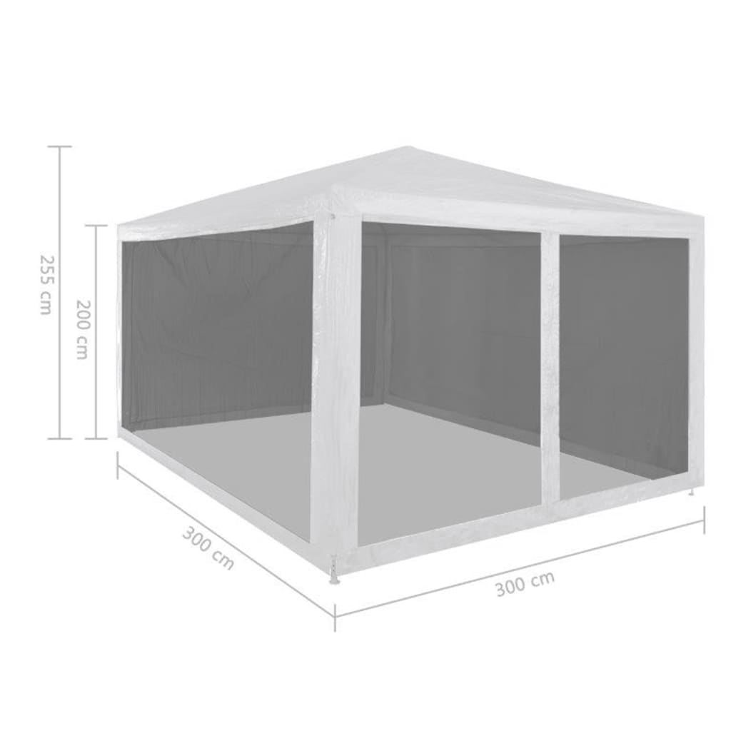 vidaXL svinību telts ar 4 sieta sienām, 3x3 m