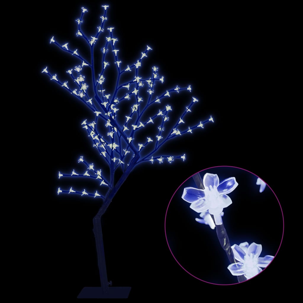 vidaXL Ziemassvētku koks, 128 LED, zila gaisma, ķirsis, 120 cm