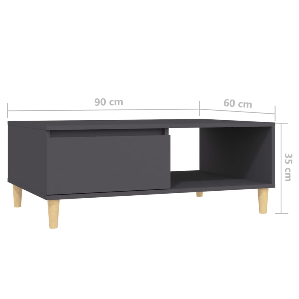 vidaXL kafijas galdiņš, pelēks, 90x60x35 cm, skaidu plāksne